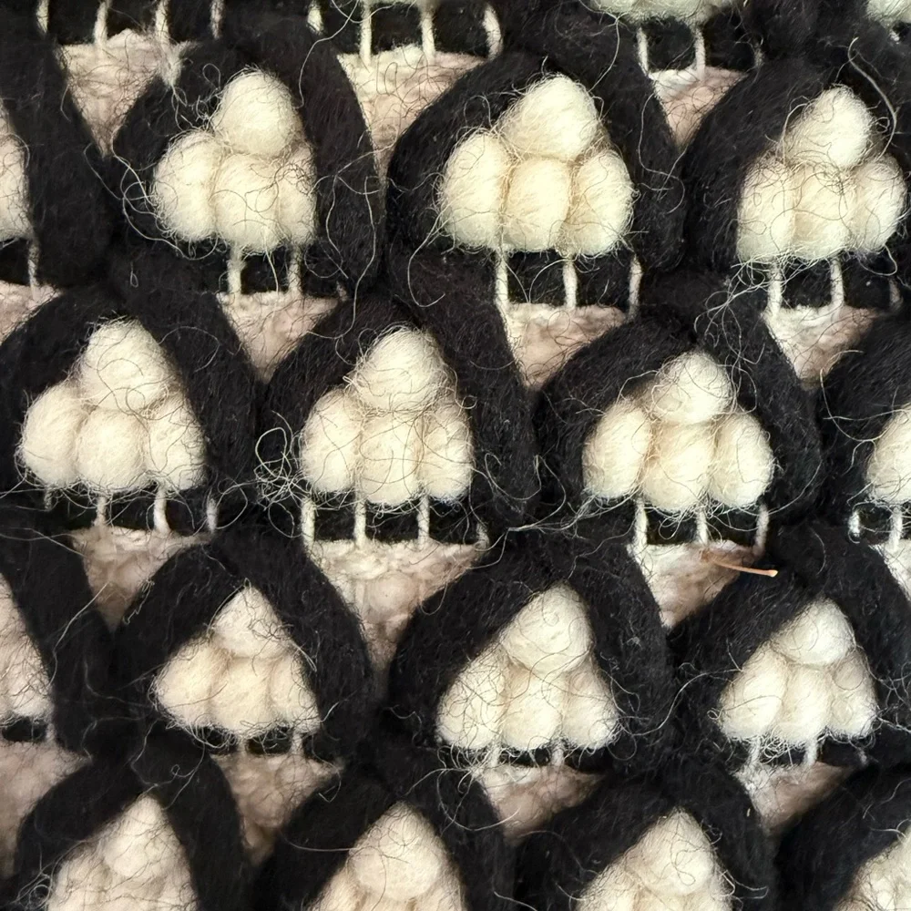 Crate&Barrel Black and Cream Textured Woven Accent Pillow